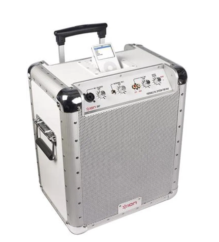 ION Block Rocker IPA03 portable speaker with telescopic handle and iPod dock