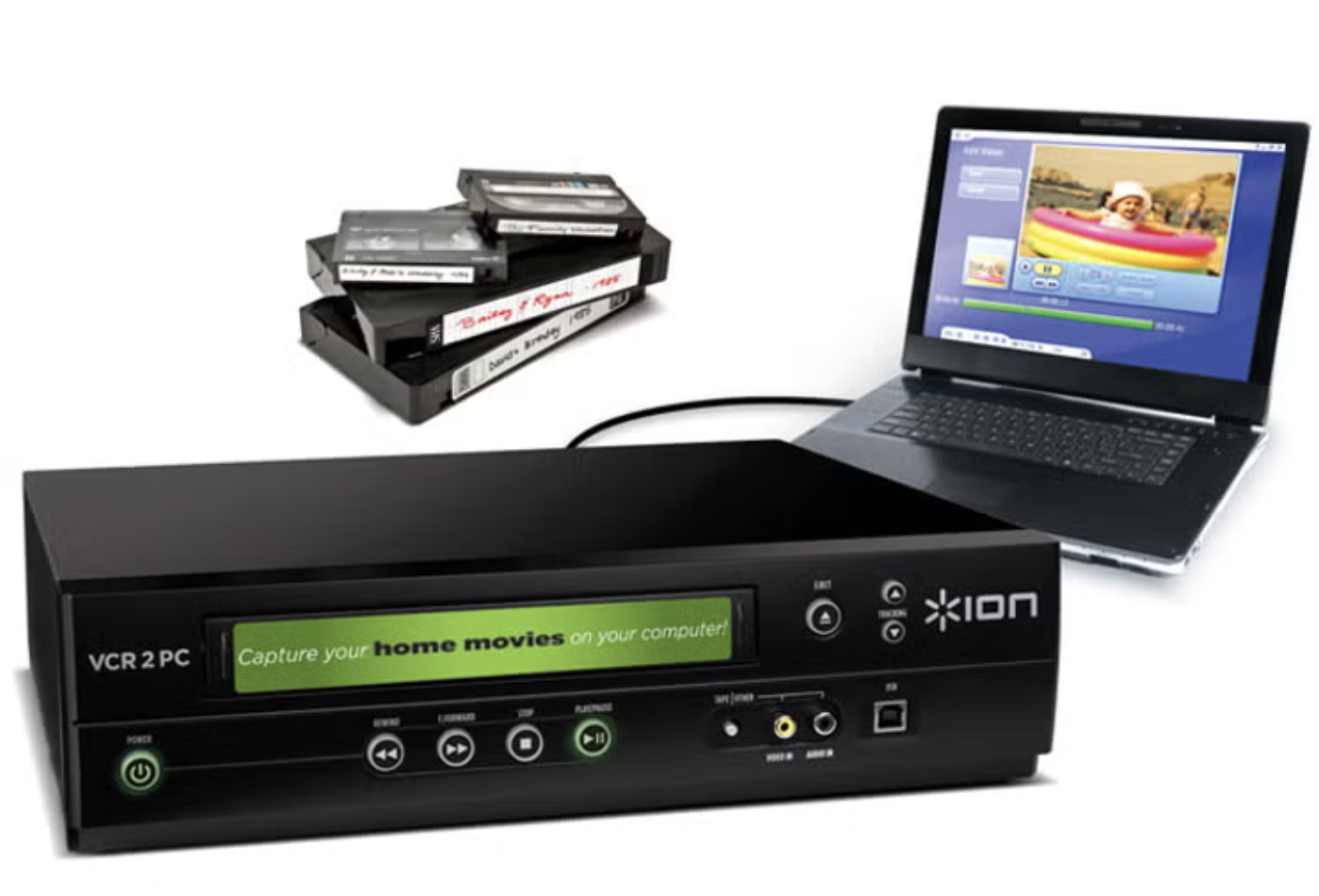 ION VCR 2 PC VHS digitisation system with tapes and laptop