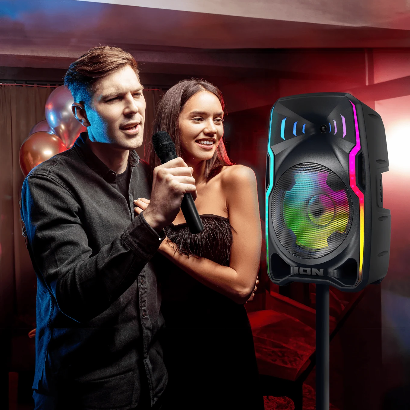 People singing with the ION Total PA Apex at a party