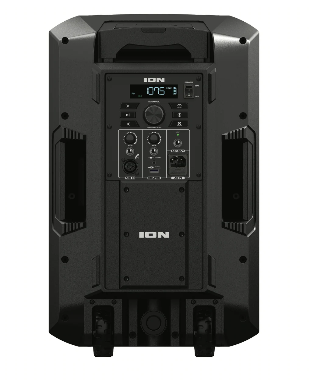 Rear view of ION Trouper 300 showing controls, handle and wheels